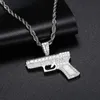 Halsband Iceoutbox 100% Real 925 Sterling Silver Gun Pendant Iced Out Cubic Zirconia Hip Hop Fashion Delicate Smycken Top Quality Presents