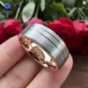 Bands 8mm Rose/Yellow Gold Wedding Band Tungsten Carbide Engagement Ring For Men Women With 2 Offset Grooves Pipe Cut Comfort Fit