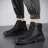 Botas tênis tênis sapatos casuais para homens PU couro confortável confortável solado alto alto de renda mid -up moda moda masculina