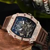 2023 nouvelle montre hommes loisirs diamant montres or boîtier en acier Silicone Quartz montre-bracelet bracelet mâle Relogio Masculino Ri9