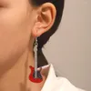 Boucles d'oreilles pendantes Cool alliage Anime rouge guitare goutte décoration oreille bijoux pour femmes filles breloques fête Funy cadeau