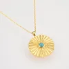 ネックレスAndywen New SterlingSier Gold umbrella Coins Milk Turquoise Coinsペンダントロングチェーン女性