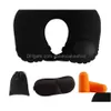 Other Home Garden Wholesale 3 In 1 Travel Set Inflatable Ushaped Neck Pillow Air Cushion Add Slee Eye Mask Eyeshade Earplugs Car S Dhr2D