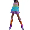 Lässige Kleider 2023 Frauen Sexy Pailletten Minikleid Shinny Tiered Tie Back Layered Swing Sparkly Geburtstag Party Club