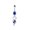 Navel Belly Button Rings Dangling Women Summer Blue Zircon Crystal Planet Moon Ball Stainless Steel Piercing Body Jewlery 2023 New