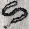 Strand 8mm perline fatte a mano bracciale da uomo collana classica in pietra lavica nera naturale per regalo di gioielli da donna con ciondolo Buddha Yoga