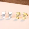 New Fashion Cute Cat Bow 3A Orecchini con zirconi Donna Fashion Luxury Brand S925 Orecchini in argento sterling placcato oro 18k Orecchini con ciondoli femminili Regalo di gioielli di fascia alta