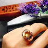 リングファッションイエロークリスタルリング3ct 10mm*12mmナチュラルシトリンリング925シルバーマンシトリンリングホットセールジェムストーンマンリング