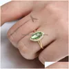 Band Rings Trendy Olive Shape 3 Colors For Women Yellow Purple Green High Quality Engagement Zircon Wedding Jewelry Accessories Drop Dhufx