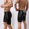 Męskie spodnie męskie majtki średnie wieżowce u wypukły szwanie bioder podnoszący chude seksowne faux skórzane spodenki