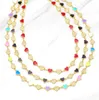 Halsband 5st Gold Plated Emamel Rainbow Multicolor Love Heart CZ Crystal Necklace Jewelry Choker Romantic Jewelry Gift