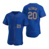 Baseball personnalisé 12 Francisco Lindor Jersey 1 Jeff McNeil 9 Brandon Nimmo 19 Mark Canha 6 Starling Marte 20 Pete Alonso Cool Base Bleu Blanc Noir Hommes Femmes Jeunesse D-D-H