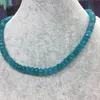 Necklaces 5*8MM Faceted Aquamarine Vintage Natural Stone Jewelry Noble Elegant Exquisite Rubies Beaded Chain Choker Necklace Collier