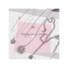 Pendant Necklaces 3Pcs/Set Fashion Pin Coin Necklace For Women Temperament Long Sweater Chain Clavicle Party Jewelry Christmas Birth Dhwps