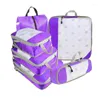 Sacs de rangement 6 pièces compressé organisateur de voyage ensemble sac à chaussures maille tissu visuel bagages Portable emballage Cubes valise légère