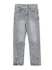 Jeans pour hommes Baggy hommes pantalons Y2K vêtements Streetwear lâche jambe droite fermeture éclair couture Denim rétro vêtements de créateur