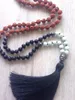 Pendant Necklaces Bali Mist - Aventurine & Onyx Mala Necklace 108 Bead Hand Knotted Mala. Tassel Chakra Jewelry Yoga Medi