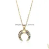 Pendant Necklaces 925 Sterling Sier Rainbow Cz Crescent Moon Long Gold Chain Women Zircon Necklace Jewelry Drop Delivery Pendants Dh8M3