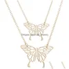 Pendant Necklaces Stainless Steel Butterfly Fashion European Animal Necklace Clavicle Chain Jewelry Holiday Gifts Wholesale Drop Del Dhk4Z