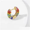 Ciondola Lampadario Estate Arcobaleno Colorf Pave Crystal Cooper Mini Hie Orecchini a cerchio per le donne Boho Big Circle Jewelry Drop D Dhr9X