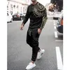 Tute da uomo Moda T-shirt a maniche lunghe Pantaloni della tuta Imposta stampa 3D Tuta oversize Abbigliamento casual Allentato 2 pezzi per uomo S