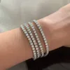 Bangle PANSYSEN Klassieke 100% Zilver 925 Sieraden Echte Moissanite Bedelarmbanden voor Vrouwen 18k Wit Goud Kleur Bruiloft Verlovingscadeau