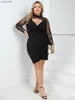 Casual Dresses Finjani Women's Dress Plus Size Sexiga festklänningar Skär ut hålig nacke bodycon klänning Ny vår 2023 blommig tryck spets ärm l230520