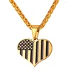 Hanger kettingen collare us vlag hart hart goud kleur roestvrij staal bord ketting vrouwen mannen sieraden p104