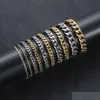 Kette Herren 18 Karat vergoldete Edelstahlarmbänder Hochglanzpolierter sechsseitiger Schliff Miami Cuban Link Lobster Buckle Armband Drop Deli Dhx6J