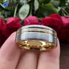 Bands 8mm Rose/Yellow Gold Wedding Band Tungsten Carbide Engagement Ring For Men Women With 2 Offset Grooves Pipe Cut Comfort Fit