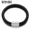 Bracelet REAMOR 5 Types 8mm Bracelets en cuir véritable grand trou perles femmes hommes Bracelet bijoux à bricoler soi-même faisant avec fermoir magnétique