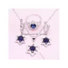 Orecchini Collana Set Star Shape Royal Blue Cz 925 Sier Nuziale Per Le Donne Orecchino Pendente Anello Bracciale Drop Delivery Jewelr Dhgarden Dhtlr