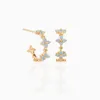 Hoop oorbellen Ins Simple Blue Flower Earring Vintage Copper Gold Gold Zirkoon voor vrouwen Girls Fashion Jewelry cadeau