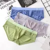 Underpants Men Ultra-thin Male Panties Ice Silk Underwear Low-Waist Mesh Briefs Solid Color Elastic Breathable Comfortable Soft