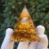 Komponenter Orgonit Citrinkristallsfär med Tiger Eye Natural Stone Pyramid Orgonite Reiki Energy Healing Meditation Pyramid