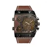 Montres-bracelets Sport or acier montres hommes Super grand grand cadran mâle horloge à Quartz boussole décorative luxe hommes montre-bracelet
