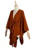 Kvinnors jackor Autumn Fashion Cloak Coat Bat Sleeve Overdimensionerad ytterkläder Kvinnors lösa långärmade cardigans Sashes spetsar upp plädrockar