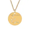 Pendentif Colliers Creative 12 Signes Du Zodiaque Collier Pour Femmes Mode En Acier Inoxydable Charme Twee Constellations Cristal Bijoux Drop Dhgm6