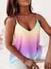 Womens Blouses Shirts Patchwork Chain Women Streetwear Basic Tops Sleeveless Print V Neck Summer Casual Blouse Lady Hollow Out Off Shoulder Pullovers 230519