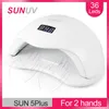 Nageltorkar Sunuv UV LED -lampa SUN5 5Plus48W Dryer för härdning av alla typer av gel 99s Låg värme 36 lysdioder för två händer Art Machine 230520