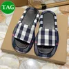 Luxurys femininos chinelos bbr exagerado check algodão slides marrom designer preto sandálias de verão planilha feminina slip slipper slipper slipping linear sandália