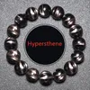 Bracelets Naturel Noir Hypersthène Flash Bracelet Femmes Hommes Egypte Or Chanceux Hypersthène Perles Rondes Cristal 8mm 10mm 12mm 14mm AAAAA