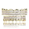 Grillz Dental Grills Baguette Gold Plated With Diamond Teeth Grillz Top Bottom Sier Color Bling Aaa Cubic Zircon Mouth Hip Hop Fash Dhncw