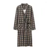 Men's Sleepwear Sprin Autumn Plaid Batrobe Men Sleep Top Kimono Robes For Male Full Pure Cotton Lon Bat Robe Bride Dressin Own M-4XL