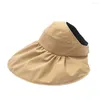 Wide Brim Hats Women Sun Hat Adjustable Solid Color Breathable Sunscreen Beach For Summer Fastener Tape