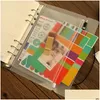 Book Cover A5/A6/A7 Pvc Binder Clear Zipper Storage Bag 6 Hole Waterproof Stationery Bags Office Travel Portable Document Drop Deliv Dhe9P