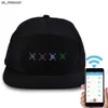 Ball Caps unisex Bluetooth LED Telefon komórkowy aplikacja sterowana czapka baseballowa Wiadomość Wyświetlacza Hip Hop Street Snapback Cap J230520