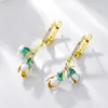 Knot OGULEE Fashion 925 Sterling Silver Blue DIY Enamel Green Lucky Flowers Spiral Dangle Earrings for Women Wedding Party Jewelry