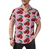 Chemises décontractées pour hommes Red Cherry Blouses Mens Green Plaid Print Hawaii Short Sleeve Graphic Y2K Oversized Vacation Shirt Gift