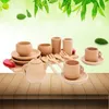 Kitchens Play Food 1Set Wooden Tableware Tools Tea Pot Tea Cup Teatime Party Play Toy Dollhouse Miniature Kitchen Tableware Accessories for Kids 230520